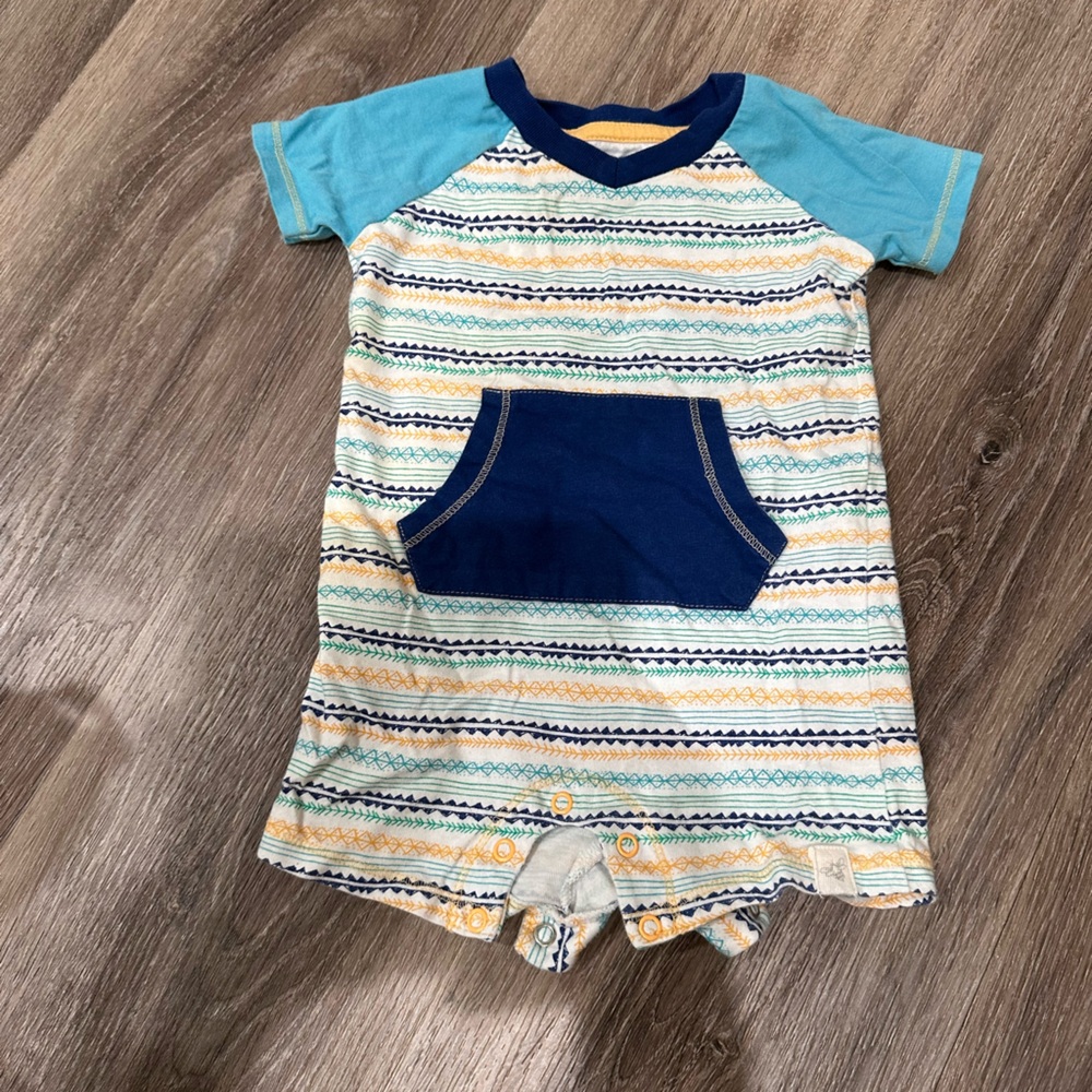Burt's Bees Baby Blue and Yellow Romper